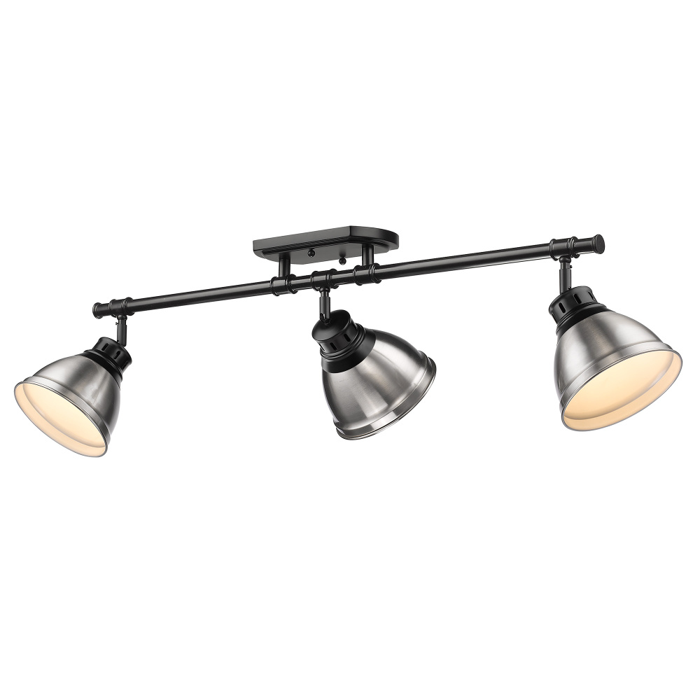 Yep by Golden Lighting Duncan 3-light Semi-Flush Mount in Matte Black and Pewter shade